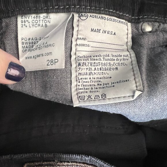 AG Adriano Goldschmied The Stevie Petite Slim Leg Corduroy Pants Womens Size 28P - Picture 3 of 6